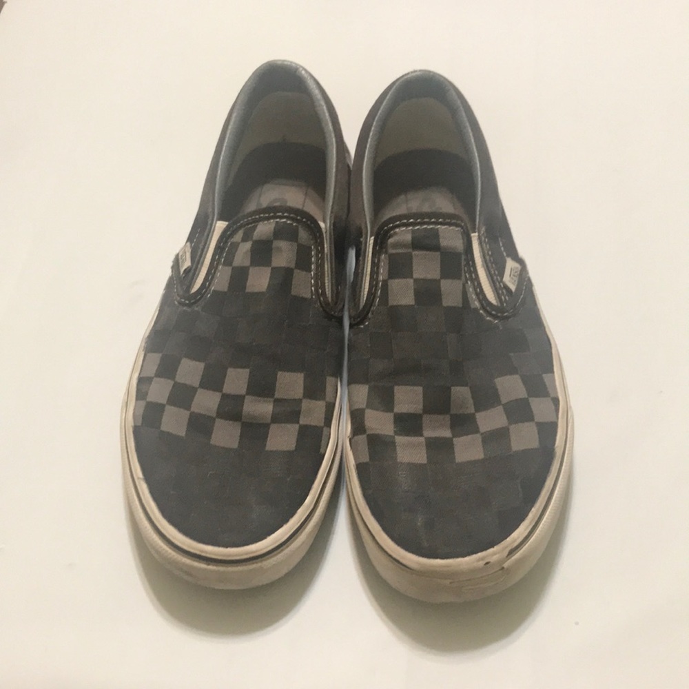 Pair of vans black and gray checkered slip bonds